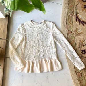 ASOS Lace with Ruffle Hem Blouse